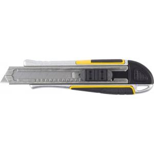 Нож "PROFI" обрезиненная рукоятка Super Grip,метал. корпус,автостоп,допфиксатор,кассета на 6 лезвий,18мм, STAYER, 09146