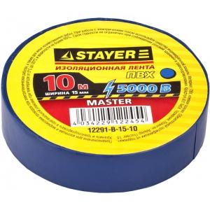 Изолента "MASTER" синяя, ПВХ, 5000 В, 15мм х 10м, STAYER, 12291-B-15-10