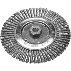 Щетка дисковая для УШМ, сплет в пучки стальн зак провол 0,5мм, 175мм/М14, STAYER, 35192-175