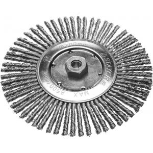 Щетка дисковая для УШМ, сплет в пучки стальн зак провол 0,5мм, 200мм/М14, STAYER, 35192-200