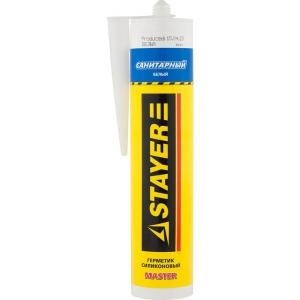 Герметик "MASTER" санитарный силиконовый, для помещений с повышенной влажностью, белый, 260мл, STAYER, 41215-0_z01