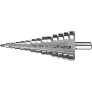 Сверло "MASTER" ступенчатое по сталям и цветным металлам, HSS, d = 4 - 39 мм, STAYER, 29660-4-39-14