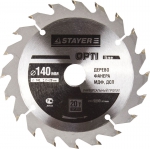Диск пильный MASTER "OPTI-Line" по дереву, 140х20мм, 20Т, STAYER, 3681-140-20-20